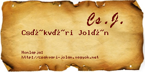 Csákvári Jolán névjegykártya