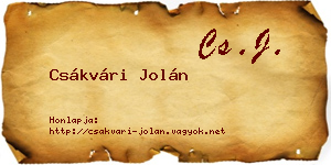 Csákvári Jolán névjegykártya